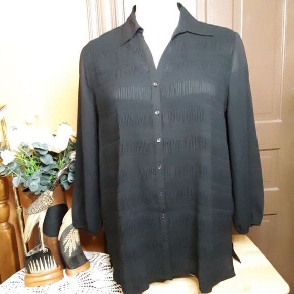 Maggie Barnes Women's Black Button Down size 22W - Picture 2 of 11